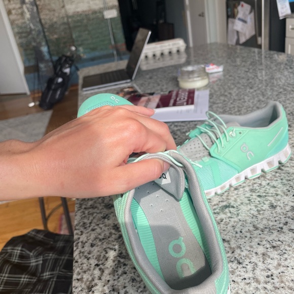 On Clouds Women's Mint Green Running Shoes - Picture 5 of 7